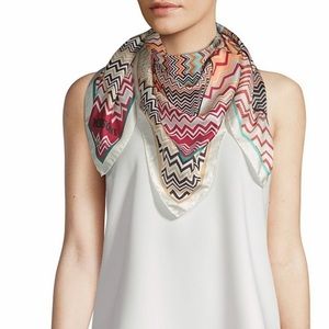 Missoni geometric zig zag chevron print silk scarf